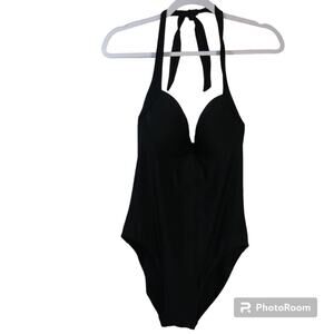 Bond Eye Black Halter Tie One Piece Swim Suit Size 34B
